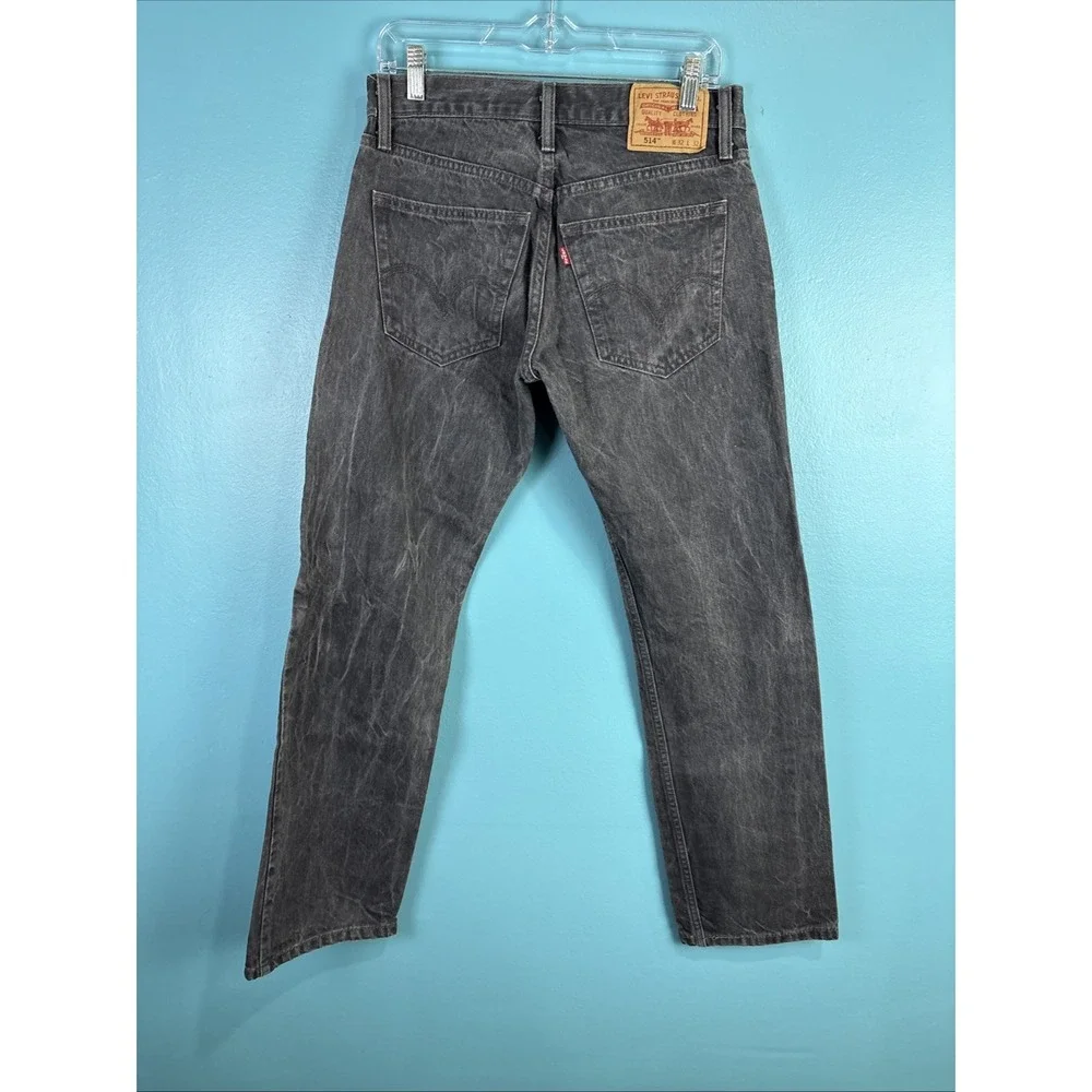 Levi's 514 Slim Straight Black Fade Y2K 32x32 Stone Washed Whiskers Cowboy